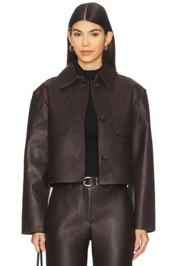 Theory - Crop Leather Trench