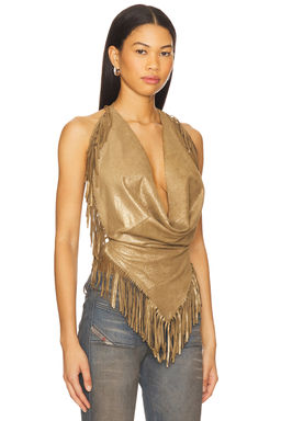 Understated Leather - Shimmery Fringe Halter Top