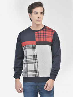 CRIMSOUNE CLUB - Mens Navy Blue Colourblocked Sweatshirt