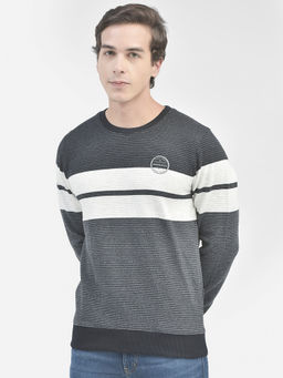 CRIMSOUNE CLUB - Mens Navy Blue Colourblocked Sweatshirt