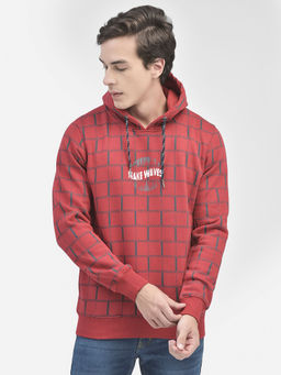 CRIMSOUNE CLUB - Mens Red Printed Sweatshirt With Hood