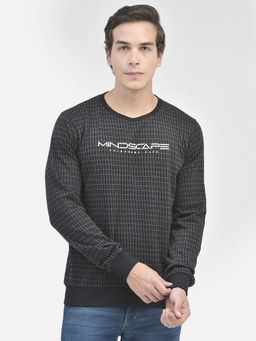 CRIMSOUNE CLUB - Mens Black Checked Sweatshirt