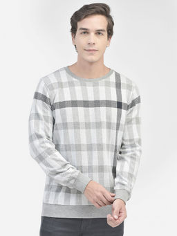CRIMSOUNE CLUB - Mens Grey Checked Sweatshirt