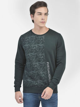 CRIMSOUNE CLUB - Mens Green Printed Sweatshirt
