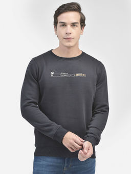 CRIMSOUNE CLUB - Mens Navy Blue Printed Sweatshirt