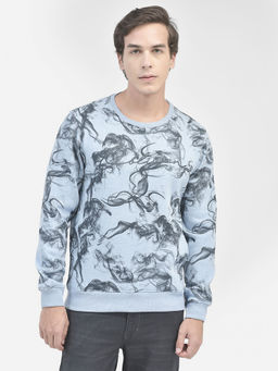 CRIMSOUNE CLUB - Mens Blue Printed Sweatshirt