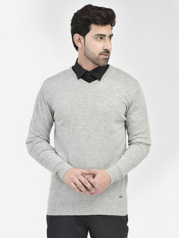 CRIMSOUNE CLUB - Mens Grey V-Neck Sweater