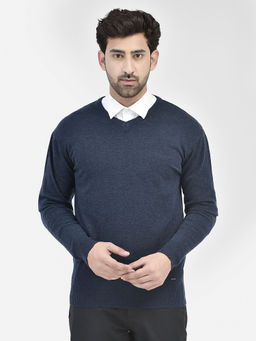 CRIMSOUNE CLUB - Mens Navy Blue V-Neck Sweater