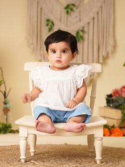 Greendigo - Baby Girl White Top With Linen Trouser (Set of 2)