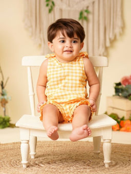 Greendigo - Baby Girl Yellow Linen Romper