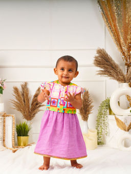 Greendigo - Baby Girl Purple Printed Cotton Lehenga & Choli (Set of 2)