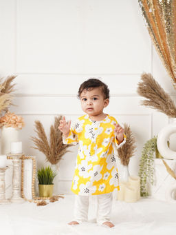 Greendigo - Baby Boy Yellow Printed Cotton Kurta With Pant (Set of 2)