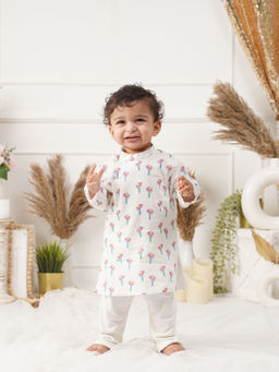 Greendigo - Baby Boy Off White Printed Cotton Kurta With Pant (Set of 2)