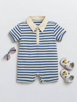 Nino Bambino - Blue Stripes Half Sleeves Baby Romper