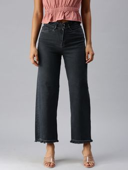SHOWOFFFF - Women Clean Look Grey Wide Leg Denim Jeans