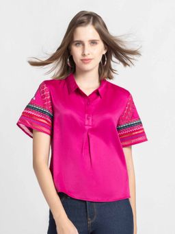SHAYE - Pink Embroidered Top
