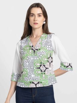 SHAYE - White Printed Top