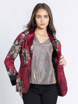 SHAYE - Wine Floral Print Blazer