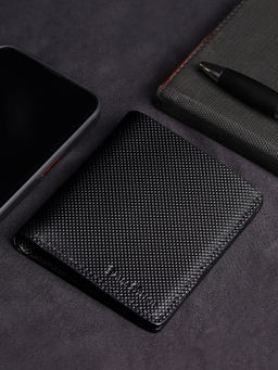 Louis Stitch - Men Black Spanish Leather Slim Two Fold Wallet