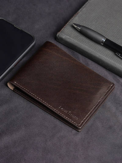 Men Spanish Leather Brown Bifold Wallet Rfid Protected