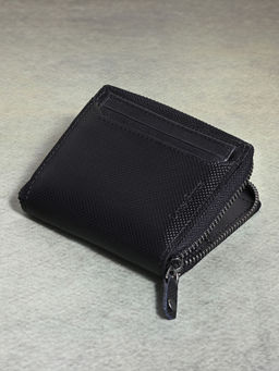 Louis Stitch - Men Spanish Leather Black Bifold Zipper Wallet with Rfid Protection