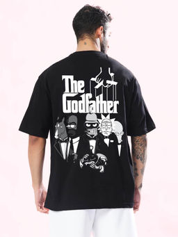 WEARDUDS - God Father Oversized Printed T-Shirt -Black
