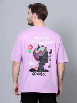 WEARDUDS - So Sick Of This Shit Oversized Graphic Print T-Shirt -Lavender