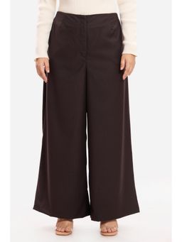 Virgio - Women Brown Viscose Solid Flared Fit Pant