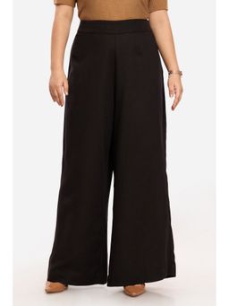 Virgio - Women Black Cotton Solid Flared Fit Pant