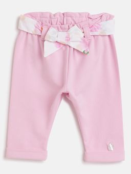 Chicco - Infant Girls Light Pink Solid Trouser with Belt