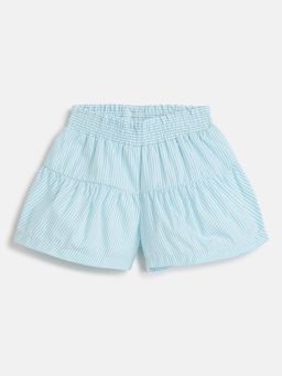 Chicco - Infant Girls White & Light Blue Striped Shorts