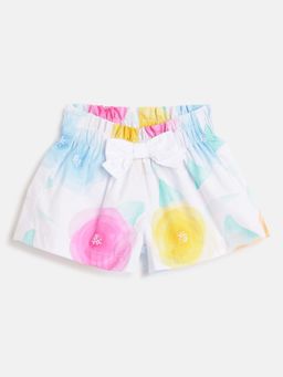 Chicco - Infant Girls White & Yellow Floral Printed Shorts
