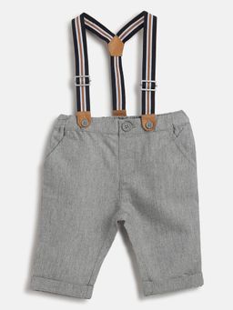 Chicco - Infant Boys Medium Grey Solid Trouser with Suspender