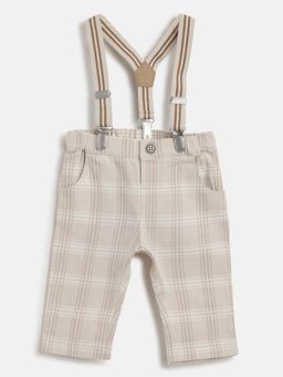 Chicco - Infant Boys Medium Natural Checked Trouser with Suspender