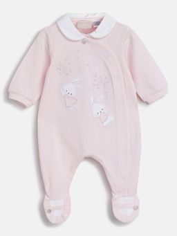 Chicco - Infant Girls Light Pink Applique Front Opening Babysuit