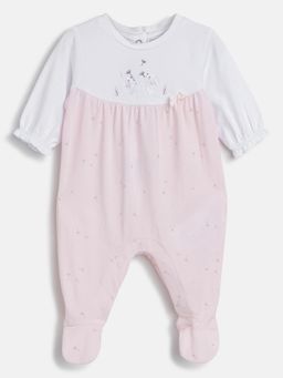 Chicco - Infant Girls Light Pink Embellished Leg Opening Babysuit