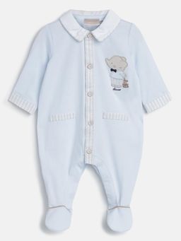 Chicco - Infant Boys Light Blue Applique Front Opening Babysuit
