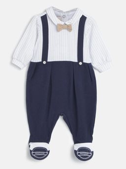 Chicco - Infant Boys Dark Blue Solid Nappy Opening Babysuit
