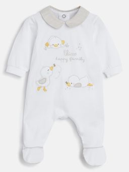 Chicco - Infants White Applique Nappy Opening Babysuit