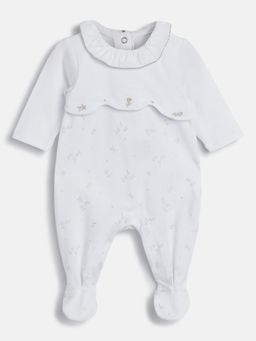 Chicco - Infant Girls White Printed Leg Opening Babysuit