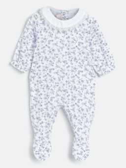 Chicco - Infant Girls White Printed Nappy Opening Babysuit