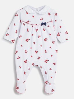 Chicco - Infant Girls White & Red Printed Leg Opening Babysuit