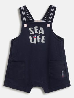 Chicco - Infant Boys Dark Blue Printed Short Dungaree