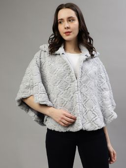 ELLE - Women Collar Neck Flared Sleeves Poncho