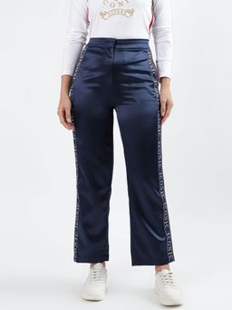 Iconics - Women Navy Blue Solid Regular Fit Trousers