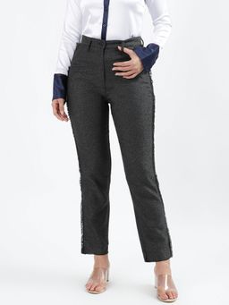 Iconics - Women Black Solid Regular Fit Trousers