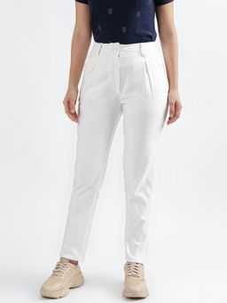 Iconics - Women White Solid Regular Fit Trousers
