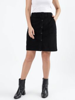 Iconics - Women Black Solid Regular Fit Skirt