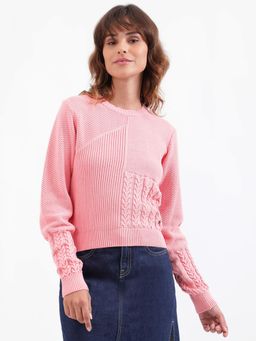 Iconics - Women Solid Full Sleeves Round Neck Sweater