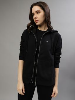 GANT - Women Solid Hooded Full Sleeves Sweatshirt